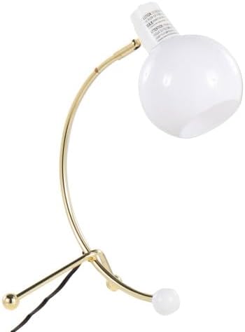 Desk Lamp with Brass Arc & Frosted Glass Globe, Adjustable for Office Dorm