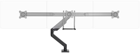 UPLIFT DESK Crestview Align Triple Monitor Stand - Gas Spring Monitor Mount with Adjustment Handle Fits 13-32” Inch Displays, VESA Compatible, Clamp or Grommet Mounting, Fits Standing Desks (Black)