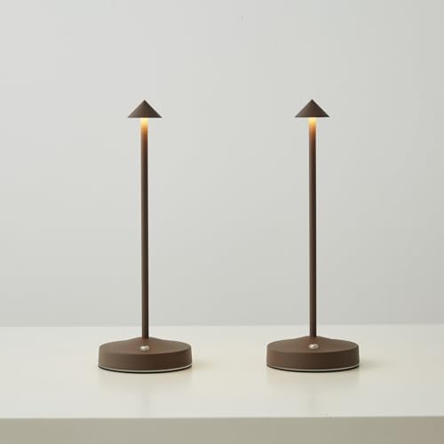 2 PACK Cordless Lamps,Battery Rechargeable Table Lamp,Portable Lamps,2 Level Brightness Dimmable Night Light,Minimalist Design,Cordless Table Lamps for Living Room/Restaurant/Couple Dinner(Rust)