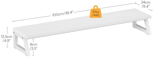 HOOBRO Dual Monitor Stand Riser, 39 Inch Large Computer Monitor Stand for 2 Monitors, Computer Monitor Riser, Desk Shelf Organizer for Office Desk, Accessories, White WW121CJ01