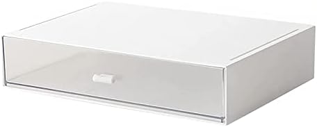 Desk Organizer with Drawers Stackable Storage Drawers, Plastic Compact Desk Storage Box Great for Office School Home Small Space- 1drawers (White)