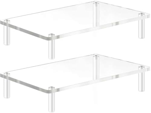 YestBuy Acrylic Monitor Stand Riser, Clear Computer Stand for Laptop, iMac, Pc, Printer, Desktop Ergonomic, Desk Riser Work from Home Accessories Office Supplies Platform Save Space