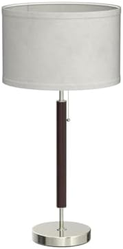 Brightech Carter LED Bedside Lamp - Compact Table & Desk Reading Lamp for Bedroom, Living Room, Office - Modern Nightstand & Side Lamp with Soft Ambient Light - Stainless Steel & Wood Finish