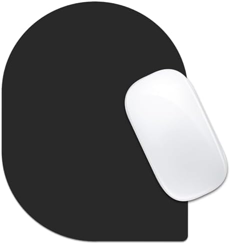 Contoured Oval Mouse Pad 6x8in Non-Slip for Laptop,Black