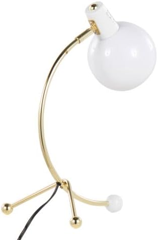 Desk Lamp with Brass Arc & Frosted Glass Globe, Adjustable for Office Dorm