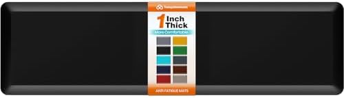 1-Inch Thick Anti-Fatigue Mat for Kitchen and Standing Desk, 20"x72", Black