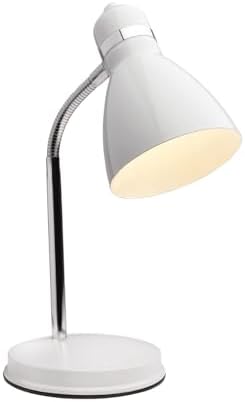 Newhouse Lighting Oxford White Metal Flexible Classic Goose Neck Design Desk or Table Lamp for Office or Bedroom Use