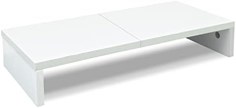 TEAMIX 20 inch White Monitor Stand Riser, Wood Desktop Computer Stand