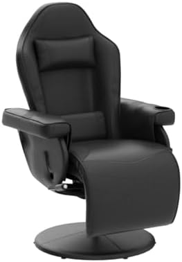 LVUYOYO Reclining Gaming Chair, Gaming Chair with Footrest and Massage, High Back PU Leather Gaming Recliner w/Adjustable Height, Swivel Game Chair with Lumbar Support, Cup Holder, Headrest