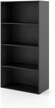 Homes: Inside + Out Apexa 4-Tier Cube Storage Organizer Shelves, Stackable Wood Bookcase Fits Cubby Bins for Organization, Dorm Teen Room Decor & Home Office, Black
