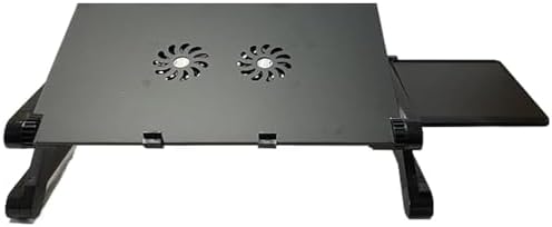 Adjustable Lap Laptop Computer Portable CPU Cooling Fan Ergonomic Vented Table Stand Desk Tray (480 * 260mm with Mouse Pad & Double Fans, Black)