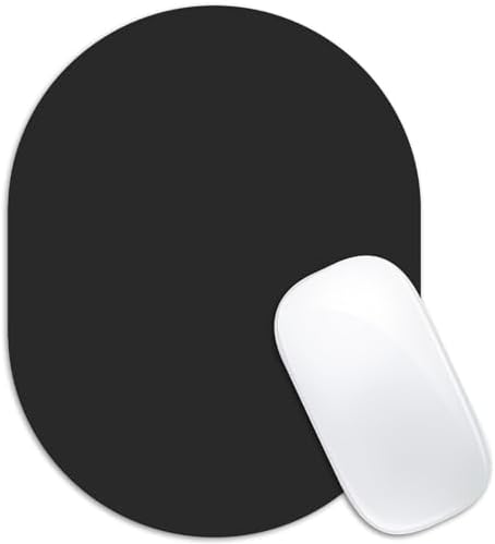 Oval Mouse Pad 6x8in Non-Slip for Laptop,Black