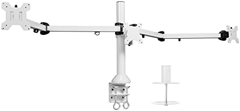 VIVO Triple Monitor 23 to 32 inch LED LCD Clamp-on Desk Mount, Heavy Duty Articulating VESA Computer Stand, Holds 3 Screens, Fully Adjustable for Home Office Workstation, White, STAND-V103W