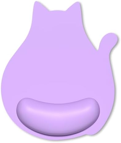 Ergonomic Mouse Pad with Wrist Rest, Cute Cat Memory Foam Padded Pain Relief Non-Slip Wrist Support Mouse Mat for Gaming Work Computer Laptop, Funny Office Supplies Desk Accessory, Purple