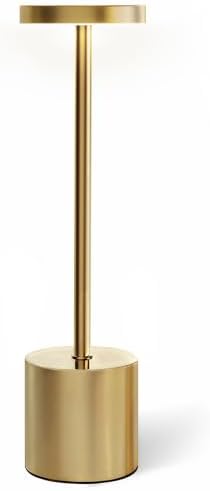 Swinerton Gold Cordless Table Lamp Set, 5000mAh Rechargeable Battery Operated Desk Lamp Wireless Table Light, 3 Color Dimmable Touch Lamp for Restaurant Dining Patio, Home/Apartment Decor
