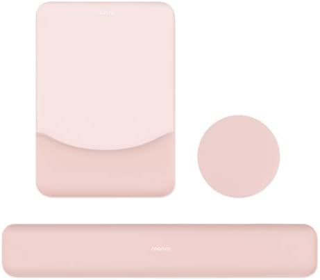 MOSISO Ergonomic Keyboard & Mouse Pad Wrist Rest Set, Baby Pink