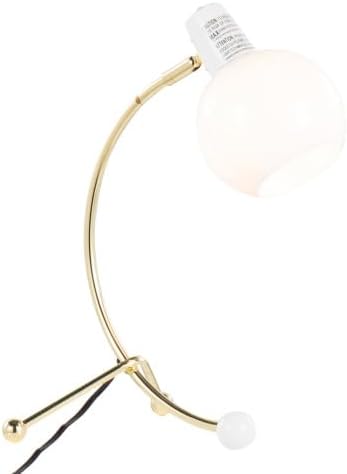 Desk Lamp with Brass Arc & Frosted Glass Globe, Adjustable for Office Dorm
