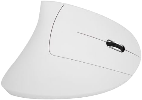 Goshyda 2.4GHz Ergonomic Vertical Computer Mouse, High Control, and Feeling, Long Time Use with 800 1200 1600 DPI, 10m Distance (White)