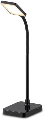 Maxlite 11.9 in. Black Integrated LED Slim Desk Lamp with USB Charging Port and Adjustable Lamp Head - Black
