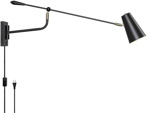 33" Large Black Rotatable Movable Long Pole Swing Arm Wall Sconce