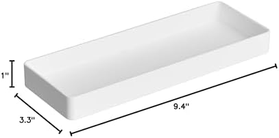 Amazon Basics Rectangular Plastic Desk Organizer, Half Accessory Tray for Office Supplies and Workspace Organization, 9.4" x 3.3" x 1", White (Pack of 2)