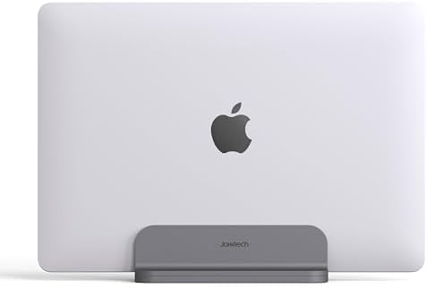 JOKItech Aluminum Laptop Vertical Stand Organizer, Sturdy Laptop Computer Holder Desktop Stand Compatible with new Retina Apple MacBook Pro/Air/Neo, Mac mini & iPad Pro - Spacegrey