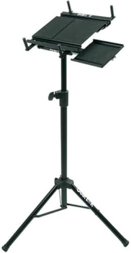 QUIK LOK - LPH003 Tripod Laptop Stand - Heavy Duty Adjustable Steel Projector Stand with Pull-Out Tray and Folding Tripod Base, Portable Floor Mount Holder for Musicians, DJs, and Presenters, Black