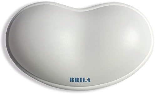 BRILA Ergonomic Silicone Mouse Wrist Rest, Cooling Silica Gel PU Leather Mouse Wrist Support Pad for Office Work and Laptop Computer Gaming (White Leather)