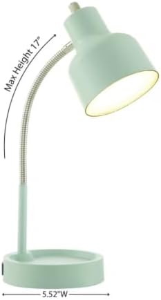 17 Inch Adjustable Flexible LED Desk Lamp with Catch-All Base & AC Outlet, Task Lamp,Green