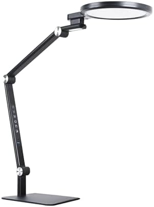 Full Spectrums Eye Care LED Desk Lamp, 1600lm Dimmable Table Lamp, Foldable Task Light with 4 Axis Rotation, Dual USB Charging Ports & 45Min Timer, Ideal for Home & Office (US Plug)