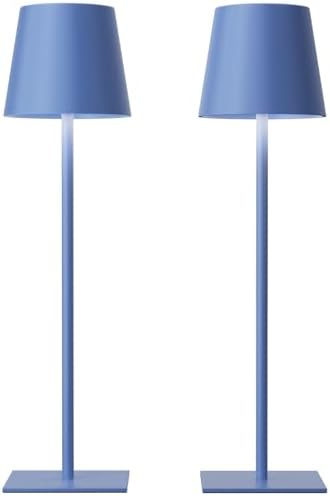 Kakanuo Navy Blue Rechargeable Table Lamp, 2 Pack Cordless Desk Lamp with 5000mAh Battery, Touch Control Stepless Dimming, Wireless Night Light for Dining, Outdoor Camping, Coffee Shop