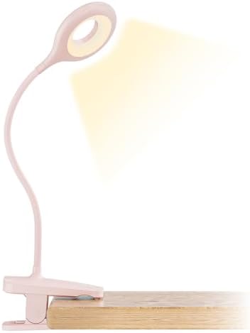 CUHIOY Rechargeable Clip on Reading Light for Bed Headboard, Pink, 1 Pack