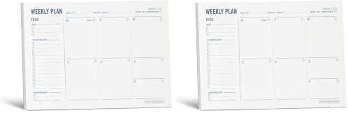 Weekly Planner Pad - Undated 6x9" Weekly To-Do List Notepad with Calendar and Task List, Perfect Desk Organizer for School & Work | 50 Tear Off Sheets (Pack of 2)