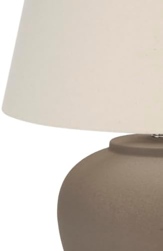 Nourison Home 20" Brown Matte Ceramic Table Lamp with Fabric Shade, Bedside Nightstand Lamp for Bedroom, Living Room, Entryway