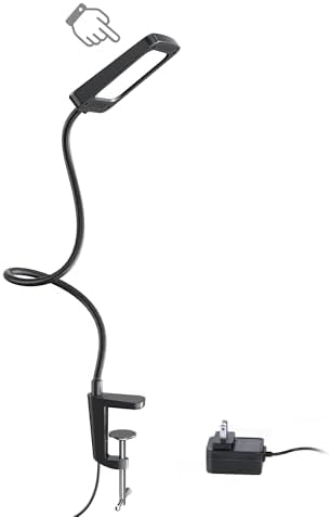 TROND LED Desk Lamp with Clamp, 6000K Daylight, Flexible Gooseneck on Light