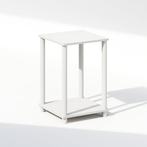 Furinno Turn-N-Tube Toolless 2-Tier Open Shelf Night Stand, White