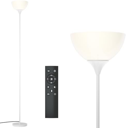 PESRAE Floor Lamp, Remote Control, Stepless Brightness & Color Temperature
