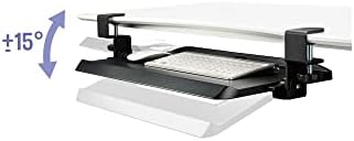 Kantek Clamp On Under Desk Ergonomic Computer Keyboard Tray Holder, Adjustable Tray Slides Out with Tilt Control, Easy Mounting, 20" x 12.25", Black