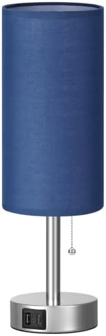 Blue Bedside Table Lamp for Bedroom - Small Nightstand Lamp for Girls