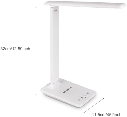 LED Desk Lamp, Foldable Eye Caring Table Lamp with Touch Control 5 Color Temperatures 5 Dimmable Levels USB Charging Port for Home Office Reading Study (White)