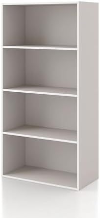 Homes: Inside + Out Apexa 4-Tier Cube Storage Organizer Shelves, Stackable Wood Bookcase Fits Cubby Bins for Organization, Dorm Teen Room Decor & Home Office, Taupe Grey