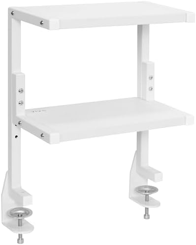 VIVO White Clamp-on 13 inch 2-Tier Desk Shelf, STAND-SHELF2CW