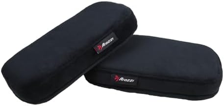 Arozzi Memory Foam Armrest Pads for Gaming Chair with Adjustable Band, Home Office Chair Arm Pads, Ergonomic Memory Foam Pad (Black, Set of 2)