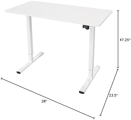 Stand Up Desk Store Electric Compact Standing Desk (White Frame/Matte White Top, 48” Wide)