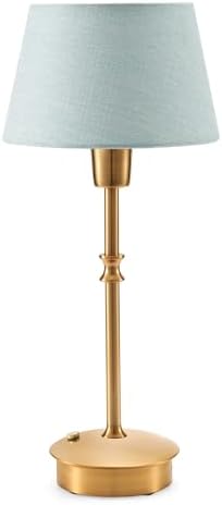 Vintage Small Rechargeable Cordless Table Lamp, Blue Lampshade