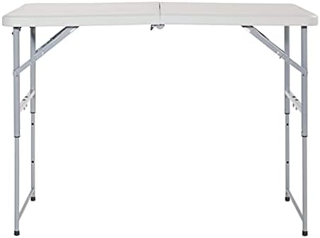 Office Star Resin Multipurpose Rectangle Table, 4-Feet Long, Height Adjustable, Center Folding Table, Light Gray
