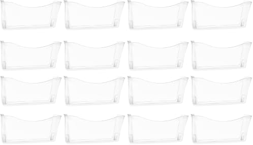 EASEPRES 16 Pack Clear Single Pocket Hanging File Organizer, Plastic Wall Mount Paper Mails Magazines Holder, Mounted Folder Bins for Office, School and Home, 13.85x3.14x6.88 inches