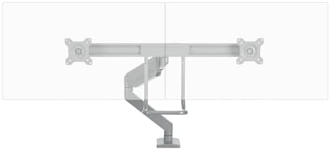 UPLIFT DESK Crestview Align Dual Monitor Arm - Gas Spring Monitor Mount with Adjustment Handle Fits 13-32” Inch Displays, VESA Compatible, Clamp or Grommet Mounting, Fits Standing Desks (Gray)