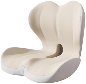 Ergonomic Memory Foam Seat Cushion for Tailbone Pain Relief, Suitable for Office Home Chair, Car and Wheelchair (Beige & Gray)
