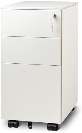 DEVAISE 3 Drawer Slim File Cabinet with Lock, Fully Assembled